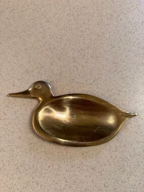 Vintage Brass Duck Trinket Tidbit Change Tray
